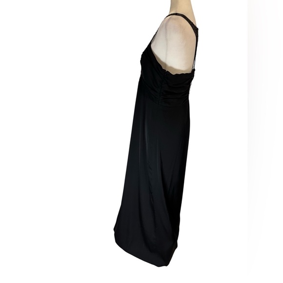ANTONIO MELANI Black Sheath Maxi Dress Sweetheart Neckline 100% Silk Size 12 - Picture 4 of 16